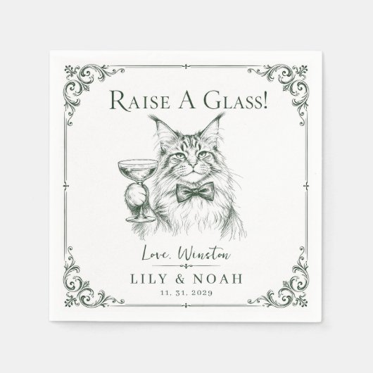 Aangepaste Maine Coon Huwelijk Kat liefhebber Sche Servet (Voorkant)