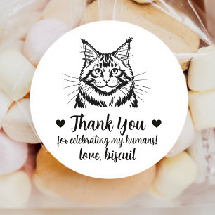 Aangepaste Maine Coon Kat Huwelijksgunststickers Ronde Sticker