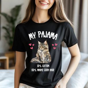 Aangepaste Maine Coon Pajama Art T-shirt