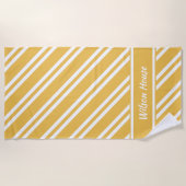 Aangepaste maïsgele en witte strepen strandlaken (Voorkant)