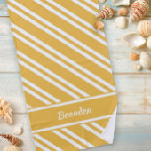 Aangepaste maïsgele en witte strepen strandlaken