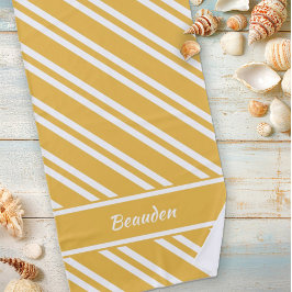 Aangepaste maïsgele en witte strepen strandlaken