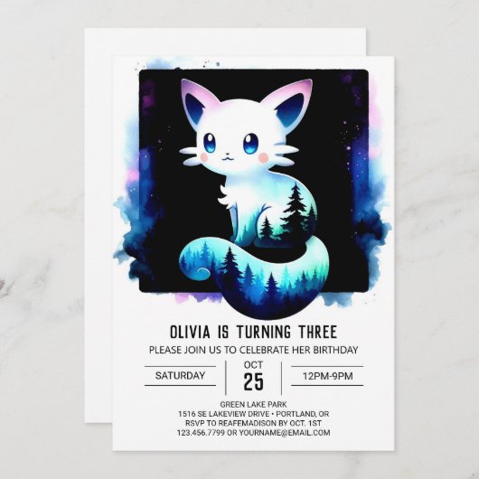 Aangepaste Majestic Cat Verjaardag Kaart (Voorkant / Achterkant)