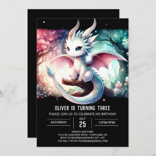 Aangepaste Majestic Dragon Verjaardag Kaart (Voorkant / Achterkant)