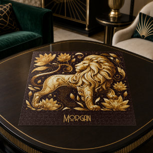 Aangepaste Majestic Gouden Leeuw Legpuzzel