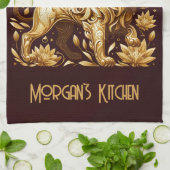 Aangepaste Majestic Gouden Leeuw Theedoek (Gevouwen)