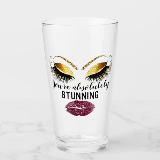 Aangepaste make-up artiest wimper extensie gouden  glas (Voorkant)