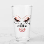 Aangepaste make-up artiest wimper extensie roze ku glas (Voorkant)