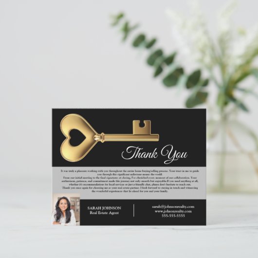 Aangepaste makelaar Bedankt aan cliënt Briefkaart (Staand voorkant)