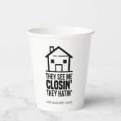 Aangepaste makelaar Bedrijfsnaam elke kleur Papieren Bekers (Voorkant)