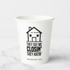 Aangepaste makelaar Bedrijfsnaam elke kleur Papieren Bekers