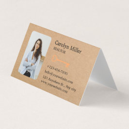 Aangepaste makelaar Foto & Gouden Sleutel Kraft Ge Visitekaartje