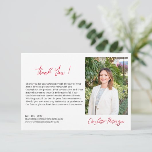 Aangepaste makelaar in onroerend goed bedankkaart (Staand voorkant)
