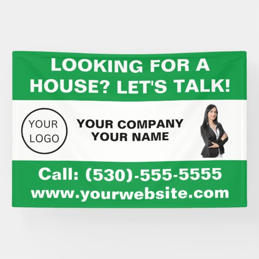 Aangepaste makelaar onroerend goed Logo Marketing Spandoek (Horizontaal)