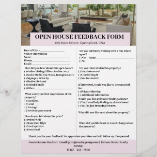 Aangepaste makelaar Open House Feedback Formulier Flyer