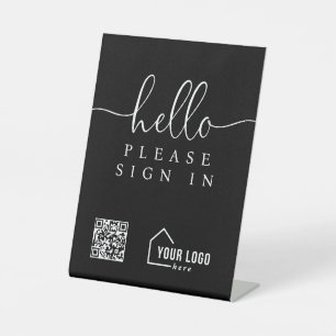 Aangepaste makelaar open huis graag inloggen signa reclamebord met voetstuk