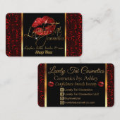 Aangepaste Makeup-artiest met luipaard en rode lip Visitekaartje (Voorkant / Achterkant)