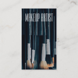 Aangepaste Makeup-artiest met penselen op achtergr Visitekaartje