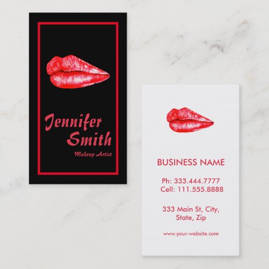Aangepaste Makeup-artiest Visitekaartje (Voorkant / Achterkant)