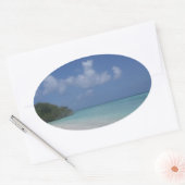 Aangepaste Maldiven Blue Sky Zee Sand Clouds Sjabl Ovale Sticker (Envelop)