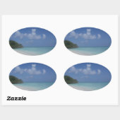 Aangepaste Maldiven Blue Sky Zee Sand Clouds Sjabl Ovale Sticker (Vel)