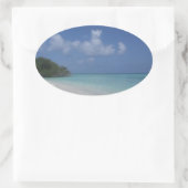 Aangepaste Maldiven Blue Sky Zee Sand Clouds Sjabl Ovale Sticker (Tas)