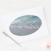 Aangepaste Maldiven Zee Waves Zand Natuur Blank Ovale Sticker (Envelop)
