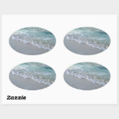 Aangepaste Maldiven Zee Waves Zand Natuur Blank Ovale Sticker (Vel)