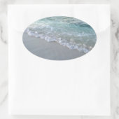 Aangepaste Maldiven Zee Waves Zand Natuur Blank Ovale Sticker (Tas)