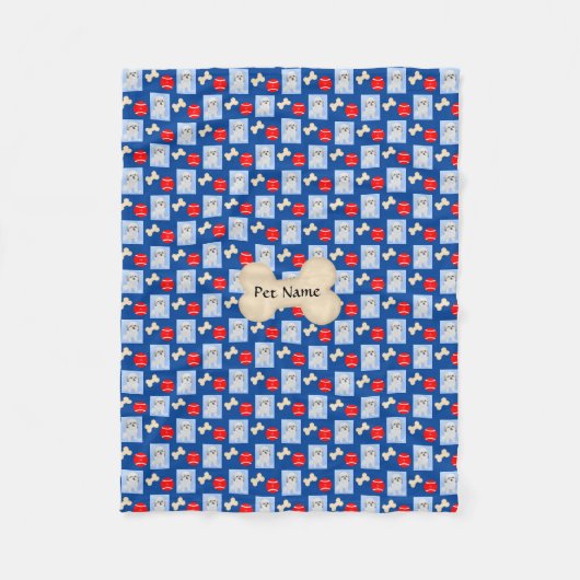 Aangepaste Malshi Blue Fleece Blanket (Voorkant)
