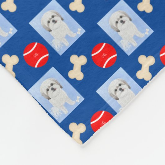 Aangepaste Malshi Blue Fleece Blanket Deken (Hoek)