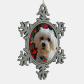 Aangepaste Maltese Dog-foto Tin Sneeuwvlok Ornament (Links)