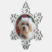 Aangepaste Maltese Dog-foto Tin Sneeuwvlok Ornament (Rechts)