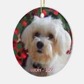 Aangepaste Maltese hondenfoto Keramisch Ornament (Links)