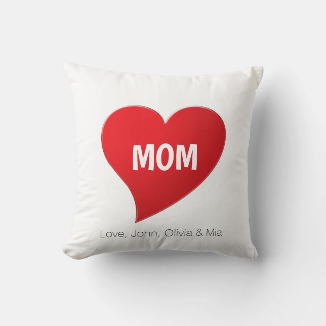 Aangepaste Mam, rood hart witte letters schattig Kussen (Voorkant)