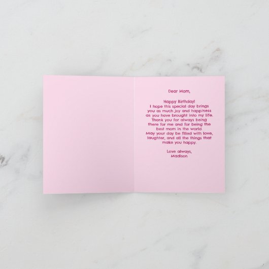 Aangepaste Mam Roze tijger print Birthday Kaart (Binnen)