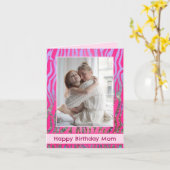 Aangepaste Mam Roze tijger print Birthday Kaart (Gele Bloem)