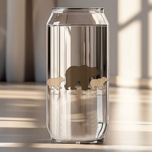 Aangepaste Mama Beer Met 2 Kinder Namen Moederdag  Blikvorm Glas