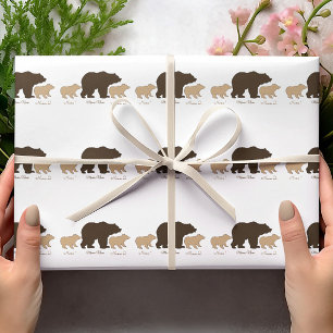 Aangepaste Mama Beer Met 2 Kinder Namen Moederdag Cadeaupapier