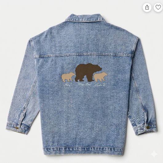 Aangepaste Mama Beer Met 2 Kinder Namen Moederdag Denim Jacket