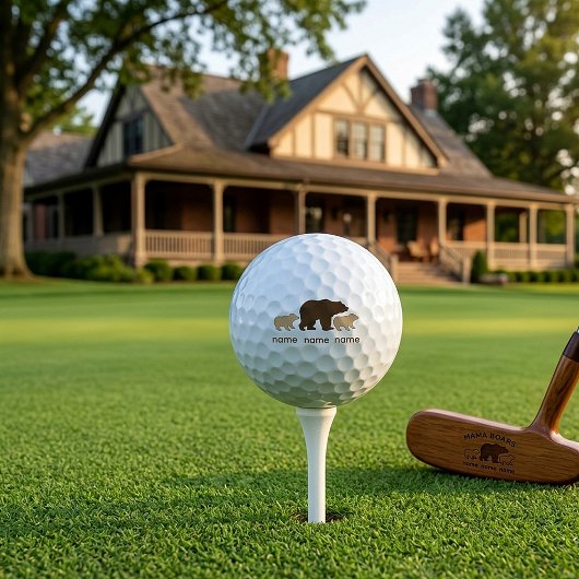 Aangepaste Mama Beer Met 2 Kinder Namen Moederdag Golfballen