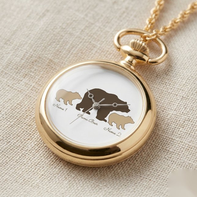 Aangepaste Mama Beer Met 2 Kinder Namen Moederdag  Horloge (Creator heeft geüpload)