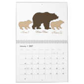 Aangepaste Mama Beer Met 2 Kinder Namen Moederdag Kalender (Jan 2027)