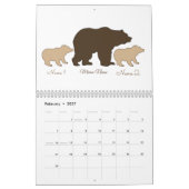 Aangepaste Mama Beer Met 2 Kinder Namen Moederdag Kalender (Feb 2027)