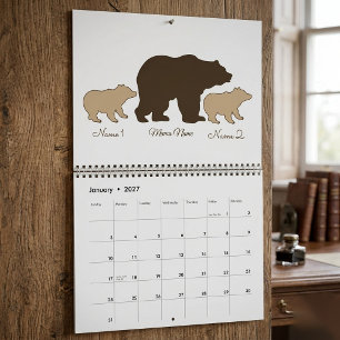 Aangepaste Mama Beer Met 2 Kinder Namen Moederdag Kalender