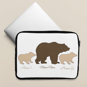 Aangepaste Mama Beer Met 2 Kinder Namen Moederdag  Laptop Sleeve