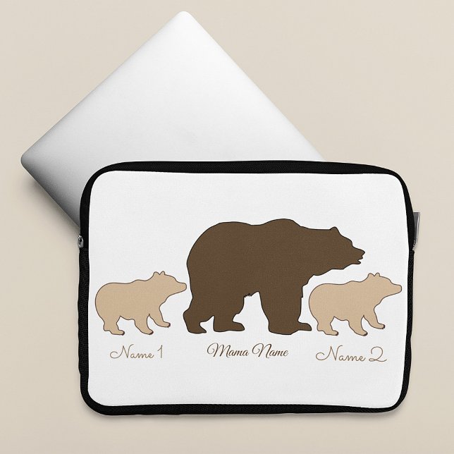 Aangepaste Mama Beer Met 2 Kinder Namen Moederdag  Laptop Sleeve (Creator heeft geüpload)