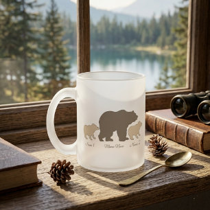 Aangepaste Mama Beer Met 2 Kinder Namen Moederdag Matglas Koffiemok