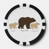 Aangepaste Mama Beer Met 2 Kinder Namen Moederdag Poker Chips (Voorkant)