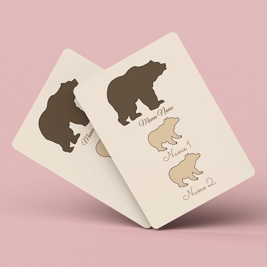 Aangepaste Mama Beer Met 2 Kinder Namen Moederdag Pokerkaarten
